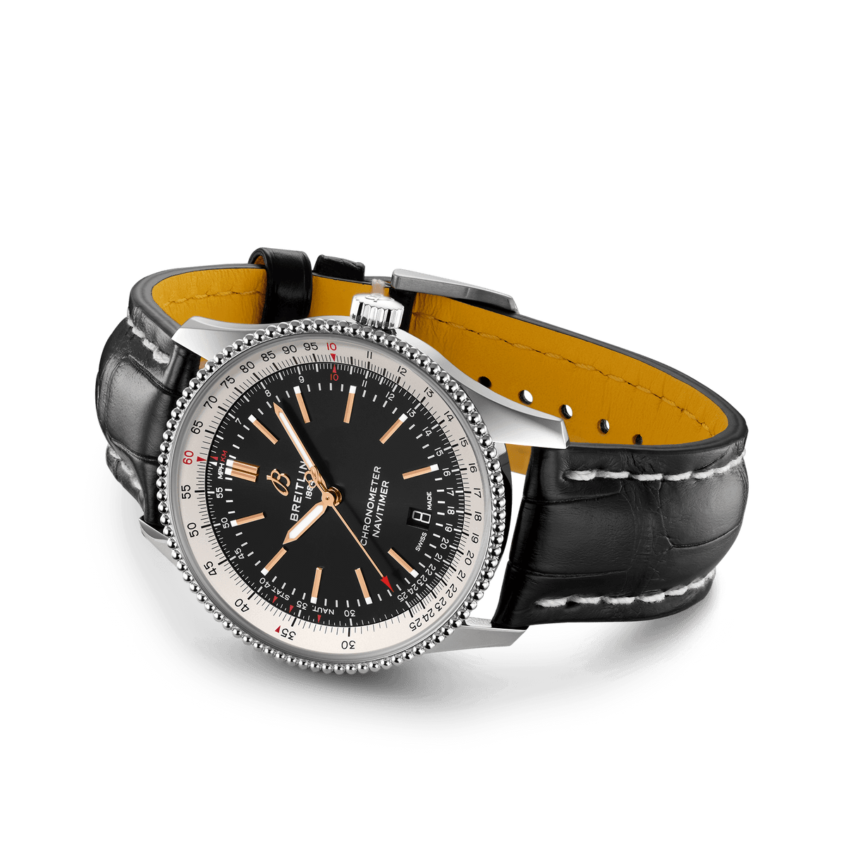  Shop Authentic Breitling Navitimer 1 Automatic 41mm Black Dial Black Leather Strap Mens Watch - A17326211B1P1 - Luxxuri