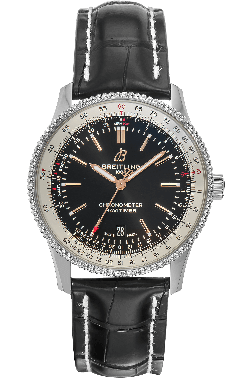 Shop Authentic Breitling Navitimer 1 Automatic 41mm Black Dial Black Leather Strap Mens Watch - A17326211B1P2 - Luxxuri
