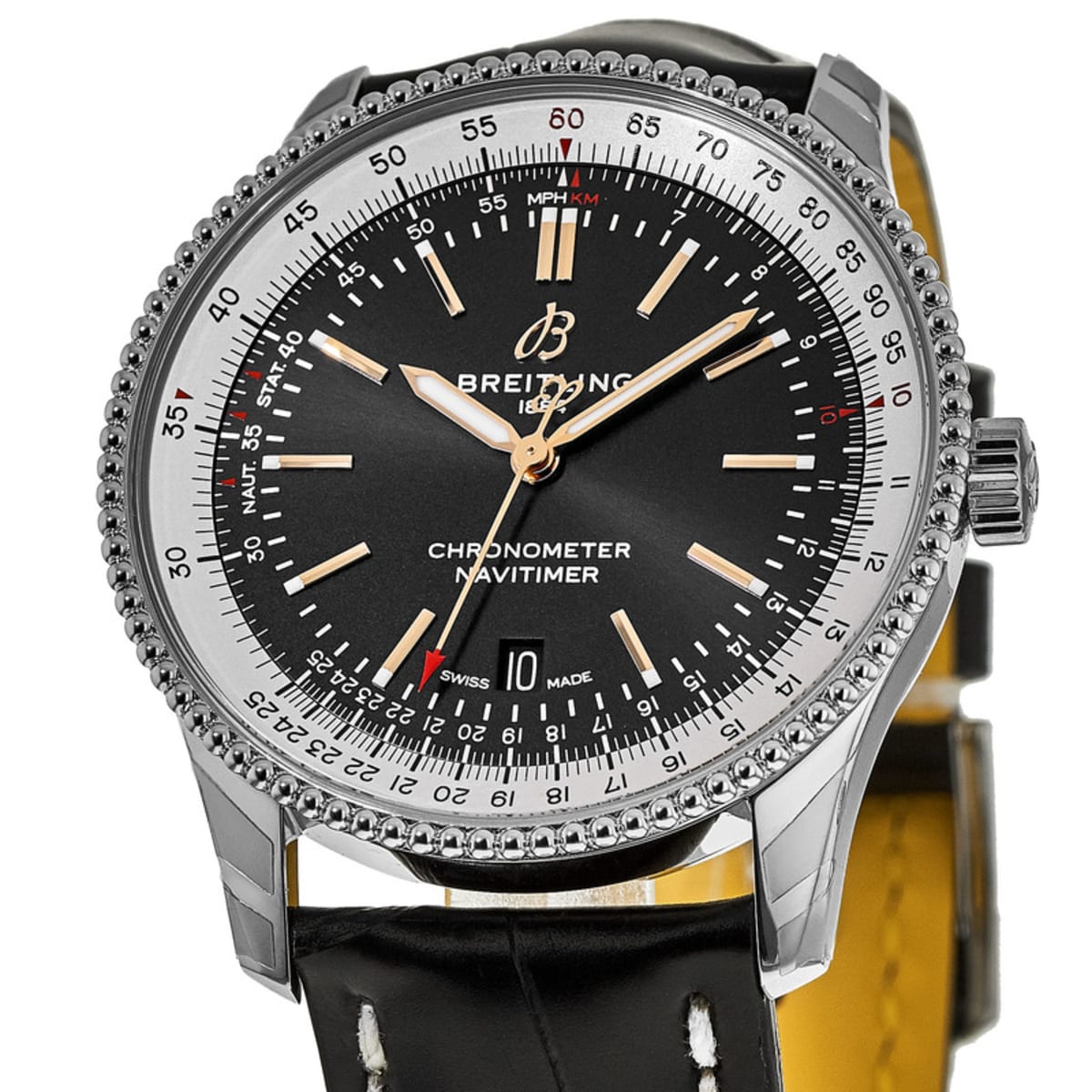  Shop Authentic Breitling Navitimer 1 Automatic 41mm Black Dial Black Leather Strap Mens Watch - A17326211B1P2 - Luxxuri