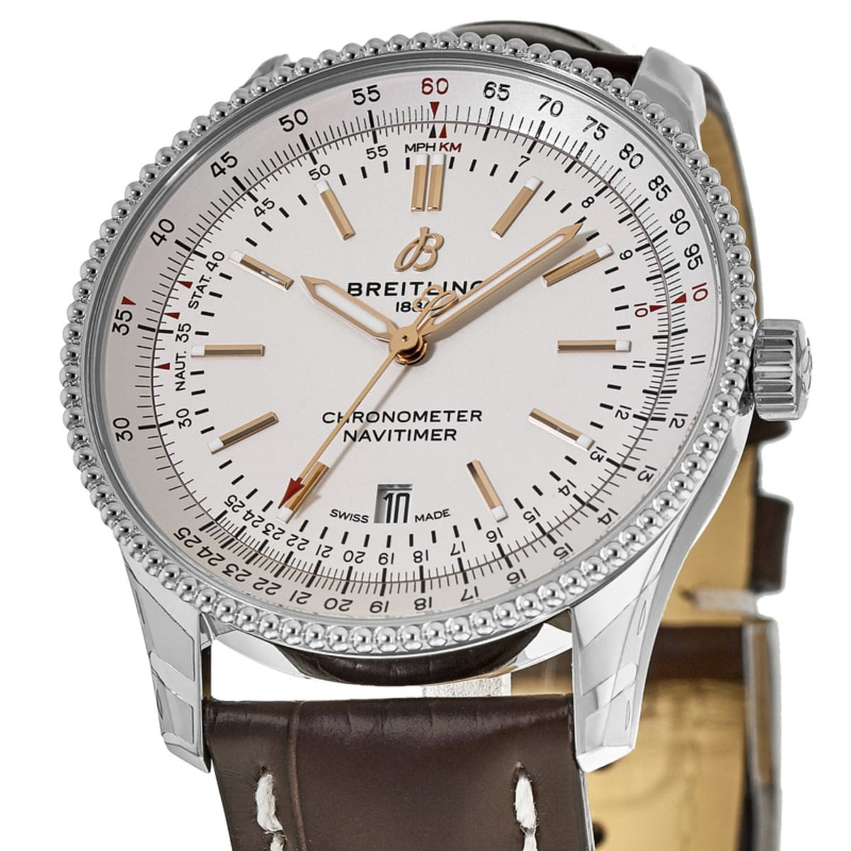  Shop Authentic Breitling Navitimer Automatic 41 White Dial Brown Leather Strap Watch for Men - A17326211G1P2 - Luxxuri