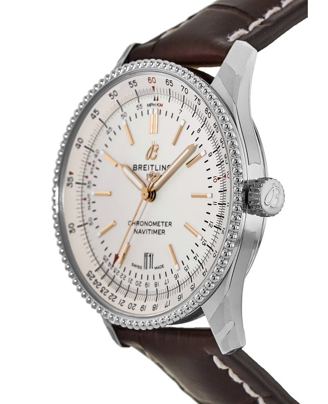  Shop Authentic Breitling Navitimer Automatic 41 White Dial Brown Leather Strap Watch for Men - A17326211G1P2 - Luxxuri