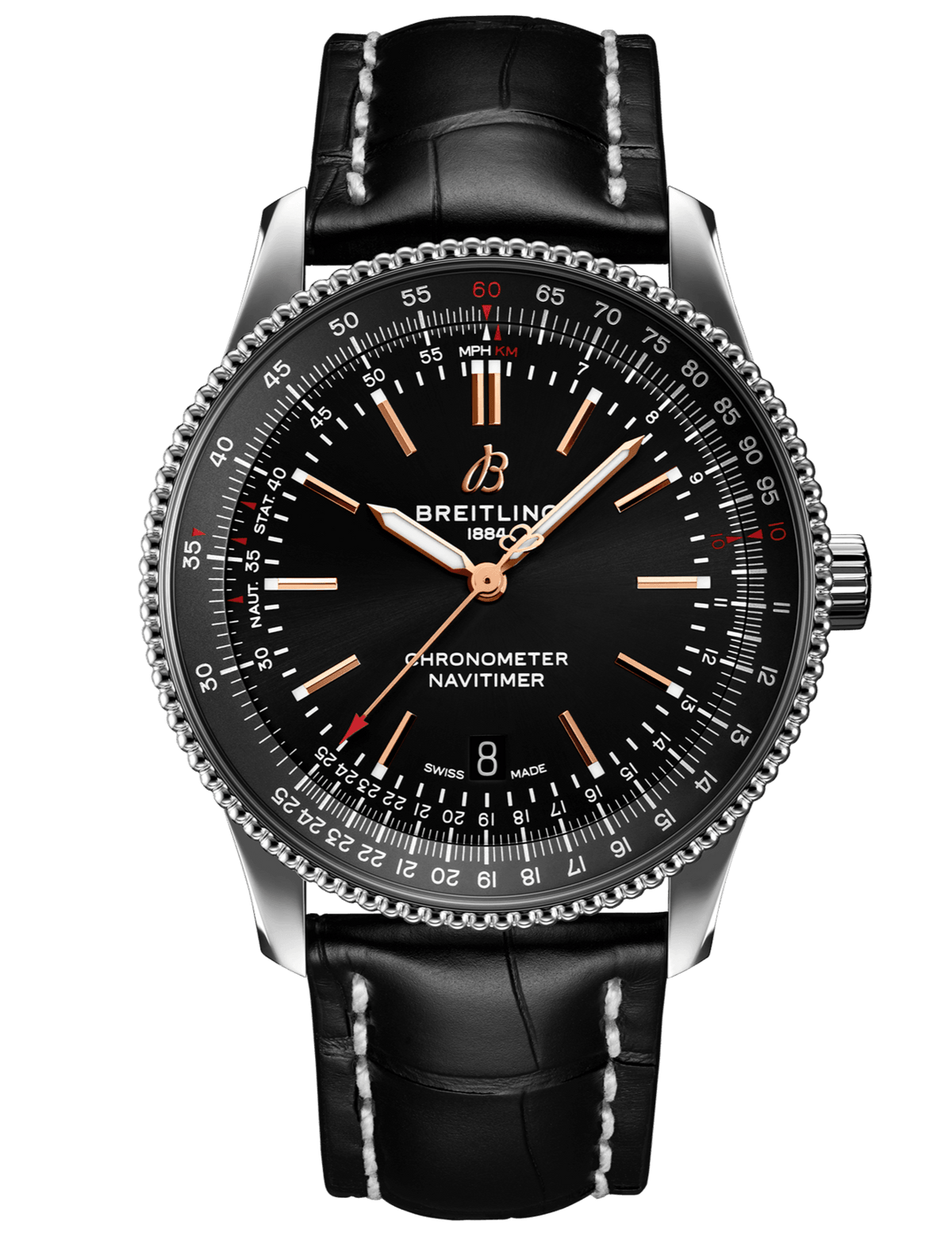  Shop Authentic Breitling Automatic 41mm Black Dial Black Leather Strap Watch for Men - A17326241B1P1 - Luxxuri