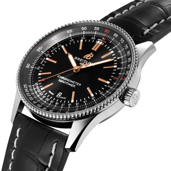  Shop Authentic Breitling Automatic 41mm Black Dial Black Leather Strap Watch for Men - A17326241B1P1 - Luxxuri