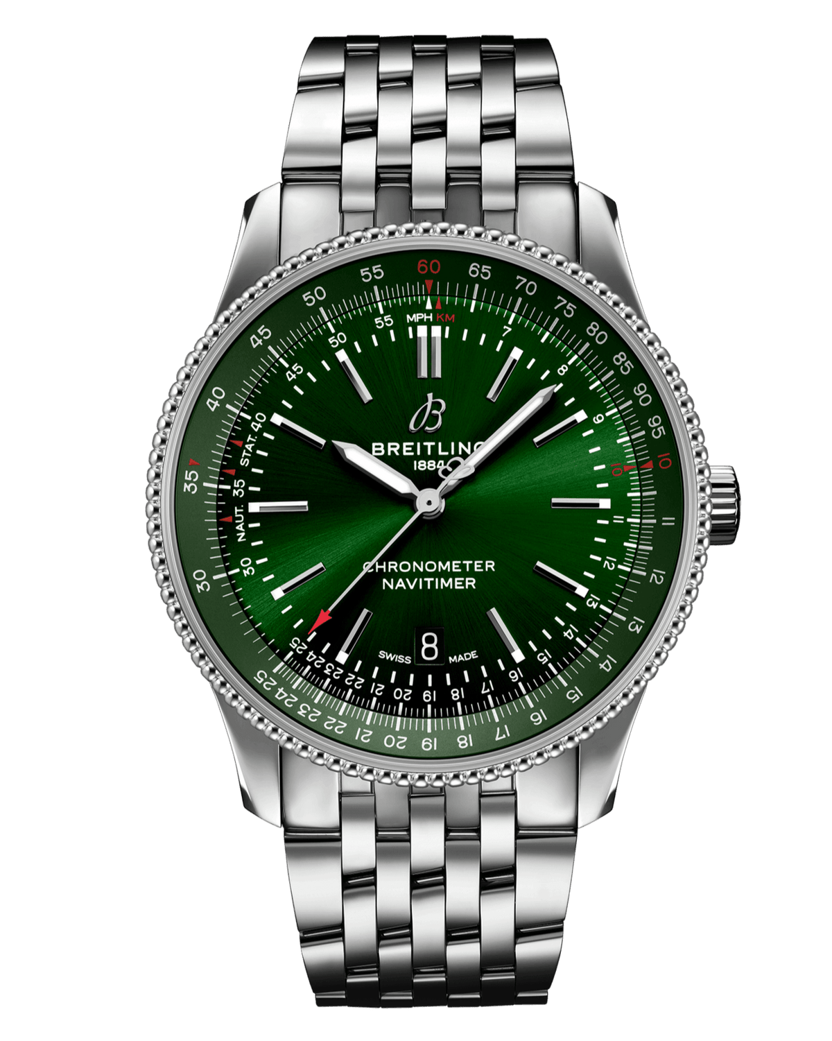  Shop Authentic Breitling Navitimer Automatic 41mm Green Dial Silver Steel Strap Watch for Men - A17326361L1A1 - Luxxuri