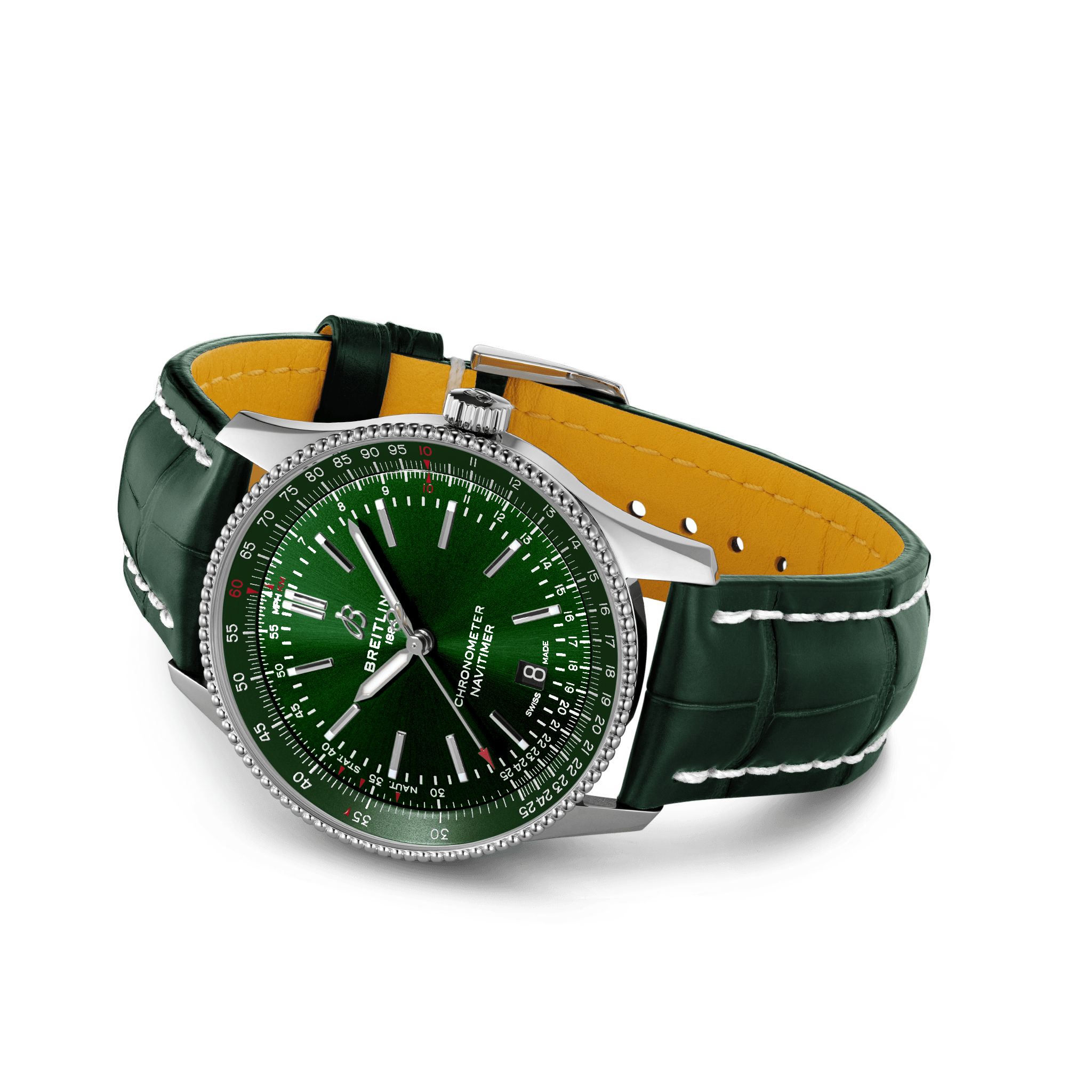  Shop Authentic Breitling Navitimer Automatic 41mm Green Dial Green Leather Strap Watch for Men - A17326361L1P1 - Luxxuri