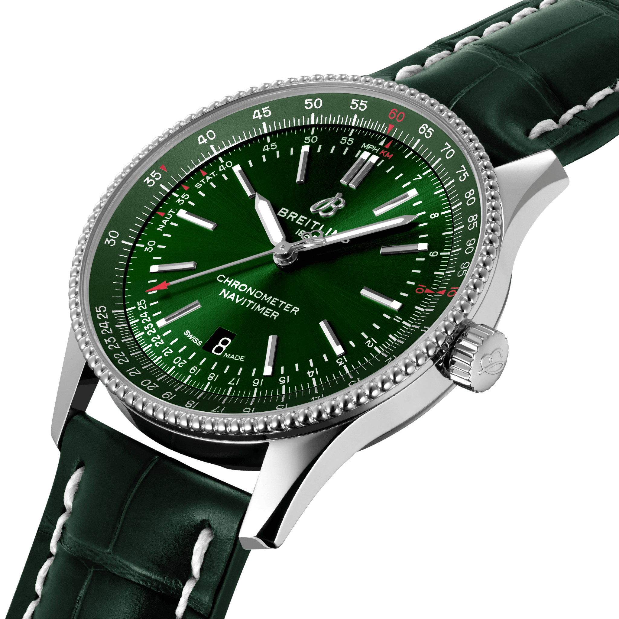  Shop Authentic Breitling Navitimer Automatic 41mm Green Dial Green Leather Strap Watch for Men - A17326361L1P1 - Luxxuri