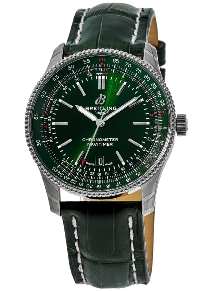  Shop Authentic Breitling Navitimer Automatic 41mm Green Dial Green Leather Strap Watch for Men - A17326361L1P1 - Luxxuri