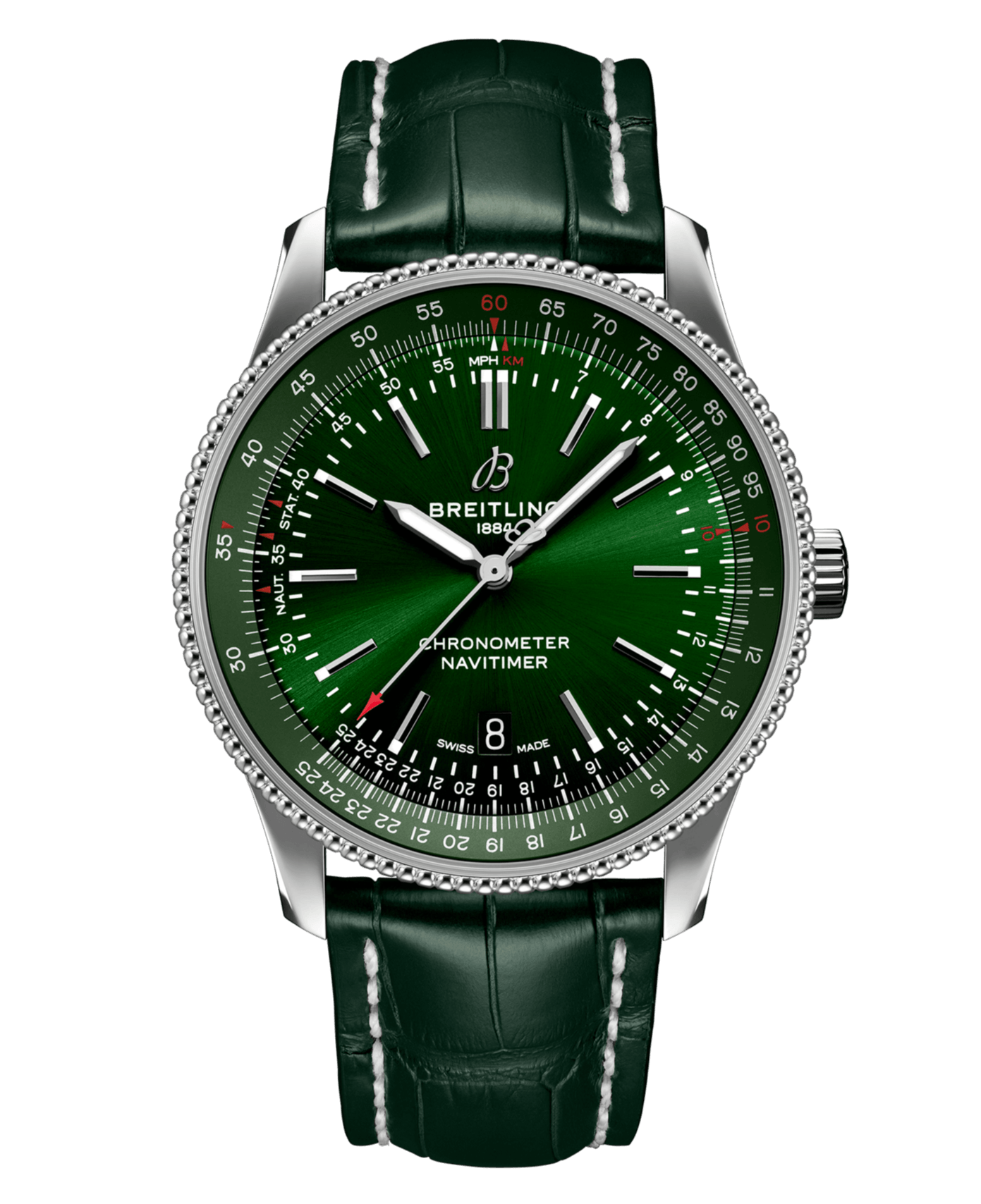  Shop Authentic Breitling Navitimer Automatic 41mm Green Dial Green Leather Strap Watch for Men - A17326361L1P1 - Luxxuri