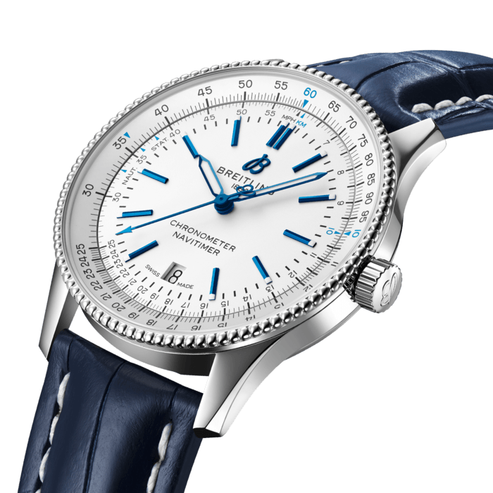  Shop Authentic Breitling Navitimer Automatic 41mm White Dial Blue Leather Strap Watch for Men - A173263A1G1P1 - Luxxuri