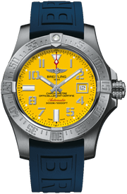  Shop Authentic Breitling Avenger II Seawolf Yellow Dial Blue Rubber Strap 45mm Mens Watch - A1733110/I519/157S - Luxxuri