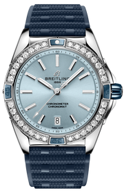 Shop Authentic Breitling Super Chronomat Automatic 38 Diamonds Blue Dial Blue Rubber Strap Watch for Women - A17356531C1S1 - Luxxuri