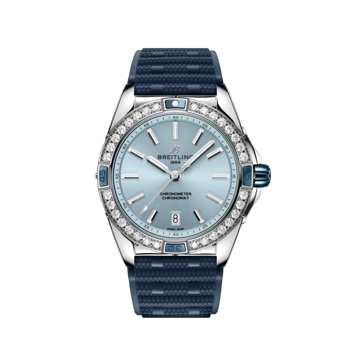  Shop Authentic Breitling Super Chronomat Automatic 38 Diamonds Blue Dial Blue Rubber Strap Watch for Women - A17356531C1S1 - Luxxuri