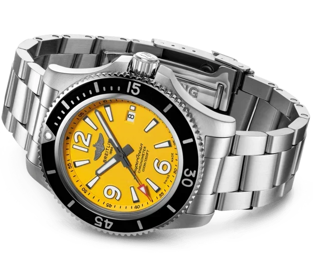  Shop Authentic Breitling Superocean Automatic 44mm Yellow Dial Silver Steel Strap Watch for Men - A17375211/1A1 - Luxxuri