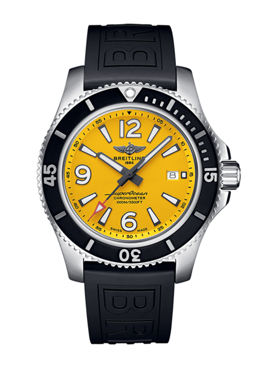  Shop Authentic Breitling Superocean Automatic 44mm Yellow Dial Black Rubber Strap Watch for Men - A17367021I1S1 - Luxxuri