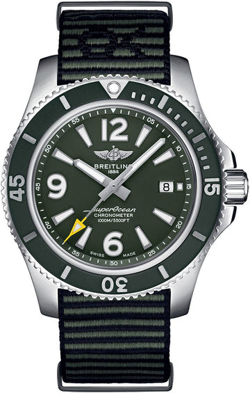  Shop Authentic Breitling Superocean Automatic 44mm Outerknown Green Dial Green Nylon Strap Watch for Men - A17367A11L1W1 - Luxxuri