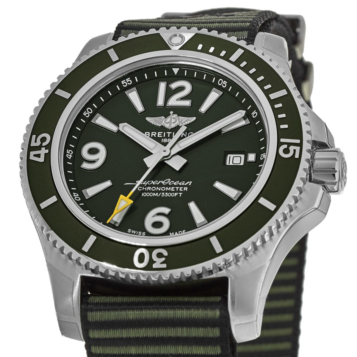  Shop Authentic Breitling Superocean Automatic 44mm Outerknown Green Dial Green Nylon Strap Watch for Men - A17367A11L1W1 - Luxxuri