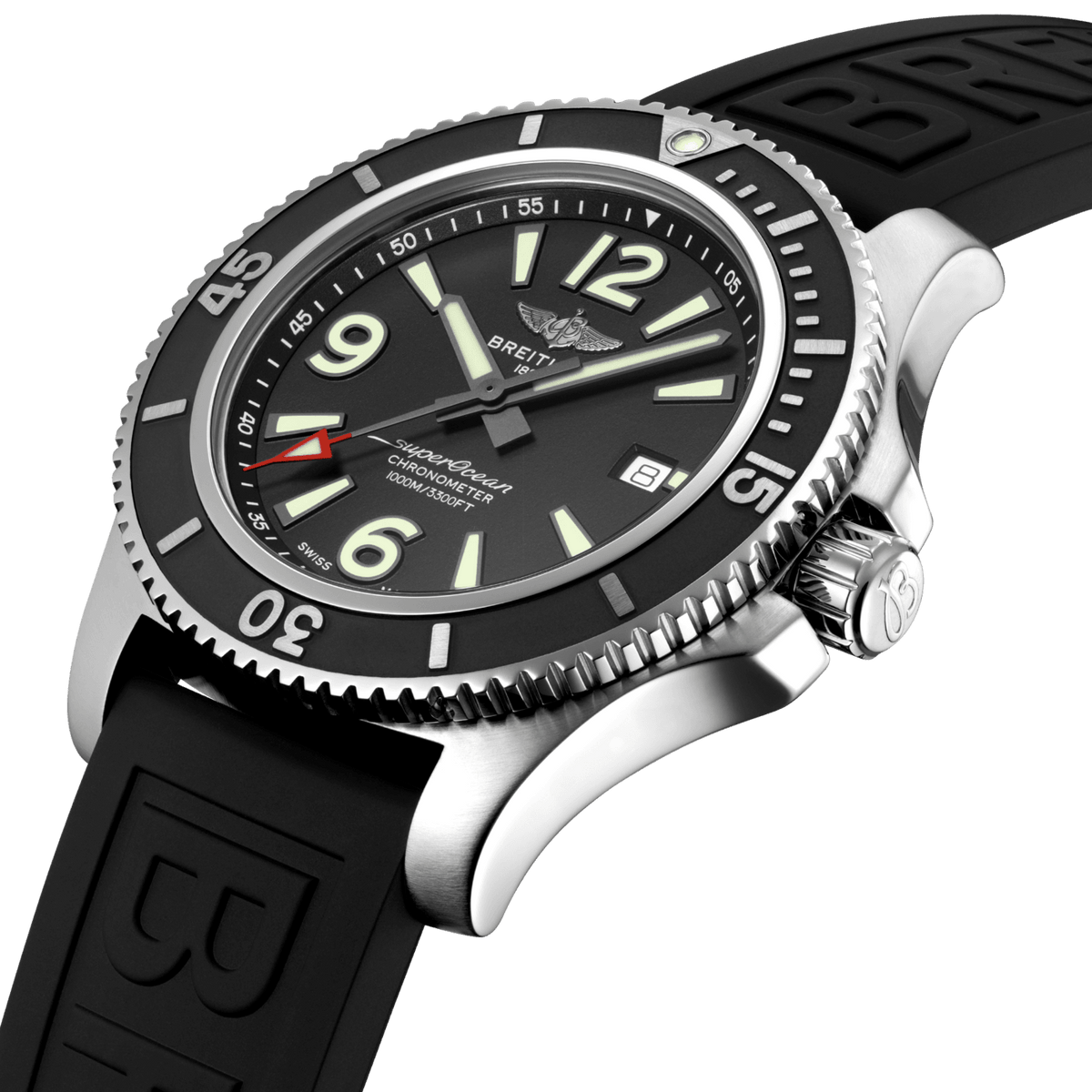  Shop Authentic Breitling Superocean II 44mm Black Dial Black Rubber Strap Watch for Men - A17367D71B1S2 - Luxxuri