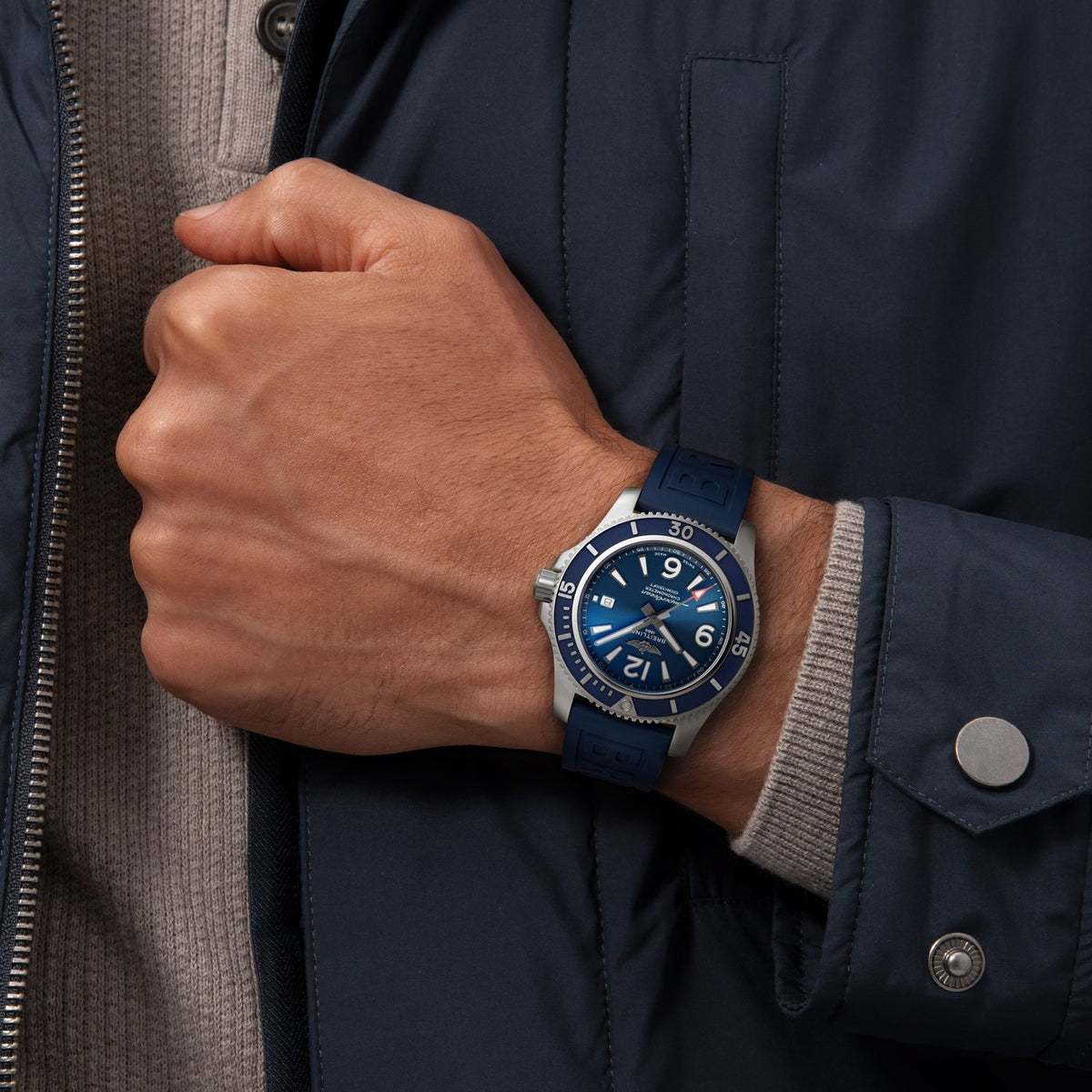  Shop Authentic Breitling Superocean 44mm Automatic Blue Dial Blue Rubber Strap Watch for Men - A17367D81C1S2 - Luxxuri
