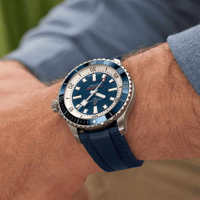  Shop Authentic Breitling Superocean Automatic 42mm Blue Dial Blue Rubber Strap Watch for Men - A17375E71C1S1 - Luxxuri