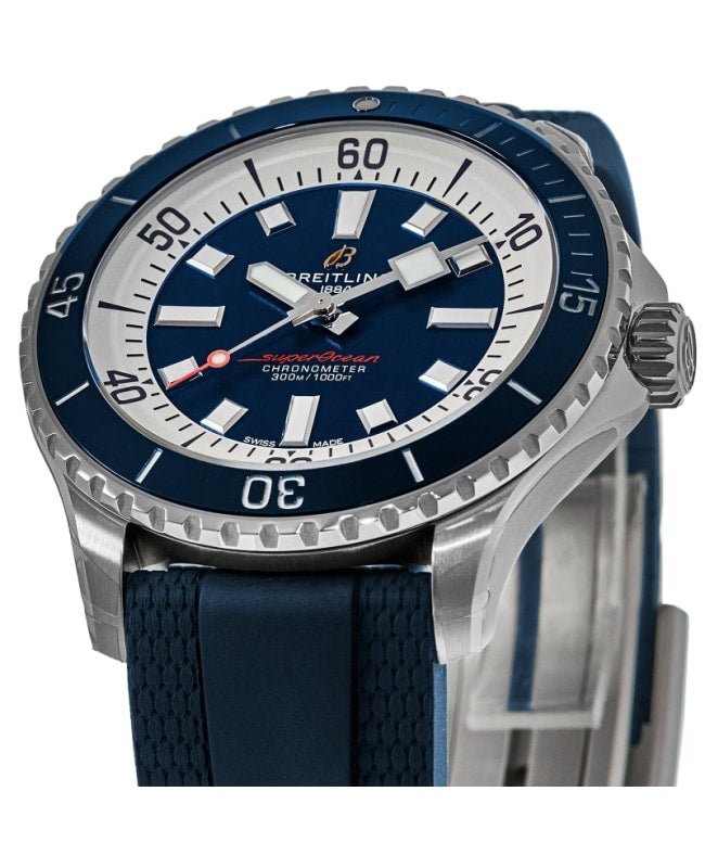  Shop Authentic Breitling Superocean Automatic 42mm Blue Dial Blue Rubber Strap Watch for Men - A17375E71C1S1 - Luxxuri