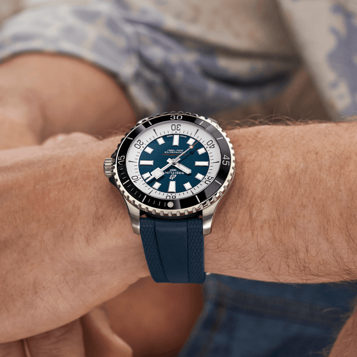  Shop Authentic Breitling Superocean Automatic 44 Blue Dial Blue Rubber Strap Watch for Men - A17376211C1S1 - Luxxuri