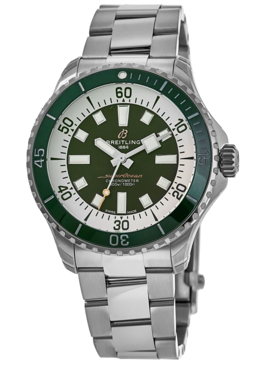  Shop Authentic Breitling Superocean Automatic 44mm Navy Green Dial Green Rubber Strap Watch for Men - A17376A31L1A1 - Luxxuri