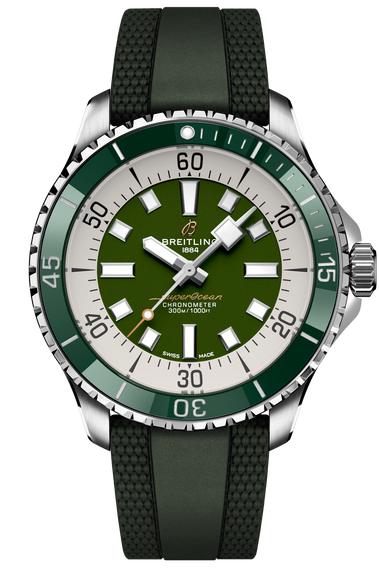  Shop Authentic Breitling Superocean Automatic 44 Green Dial Green Rubber Strap Watch for Men - A17376A31L1S1 - Luxxuri