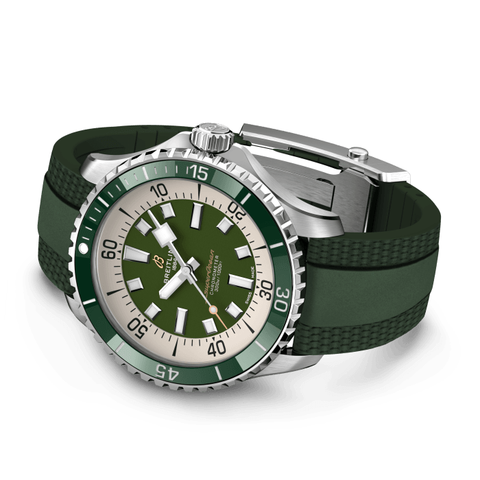  Shop Authentic Breitling Superocean Automatic 44 Green Dial Green Rubber Strap Watch for Men - A17376A31L1S1 - Luxxuri