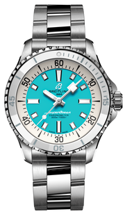 Breitling Superocean Automatic 36 Turquoise Dial Silver Steel Strap Watch for Men - A17377211C1A1