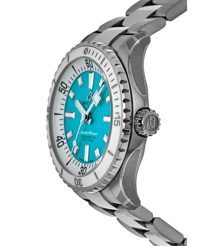  Shop Authentic Breitling Superocean Automatic 36 Turquoise Dial Silver Steel Strap Watch for Men - A17377211C1A1 - Luxxuri