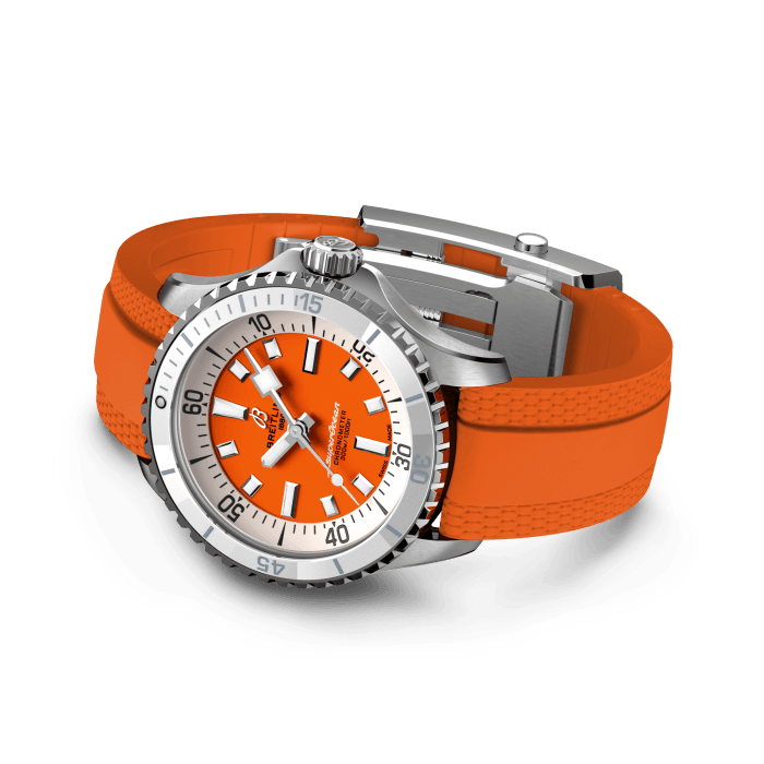  Shop Authentic Breitling Superocean Automatic 36 Orange Dial Orange Rubber Strap Watch for Men - A17377211O1S1 - Luxxuri