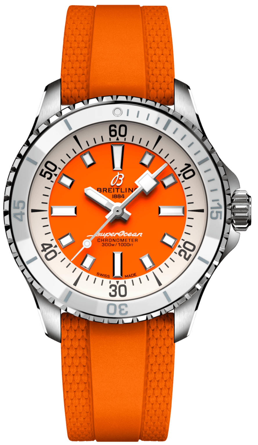  Shop Authentic Breitling Superocean Automatic 36 Orange Dial Orange Rubber Strap Watch for Men - A17377211O1S1 - Luxxuri