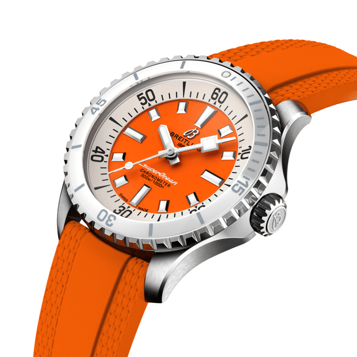  Shop Authentic Breitling Superocean Automatic 36 Orange Dial Orange Rubber Strap Watch for Men - A17377211O1S1 - Luxxuri