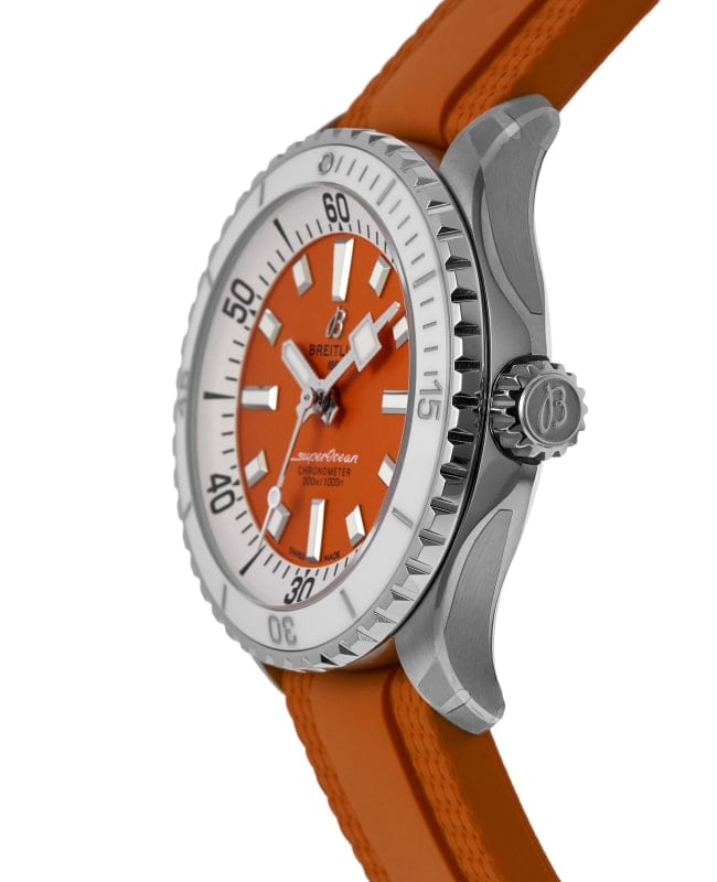  Shop Authentic Breitling Superocean Automatic 36 Orange Dial Orange Rubber Strap Watch for Men - A17377211O1S1 - Luxxuri
