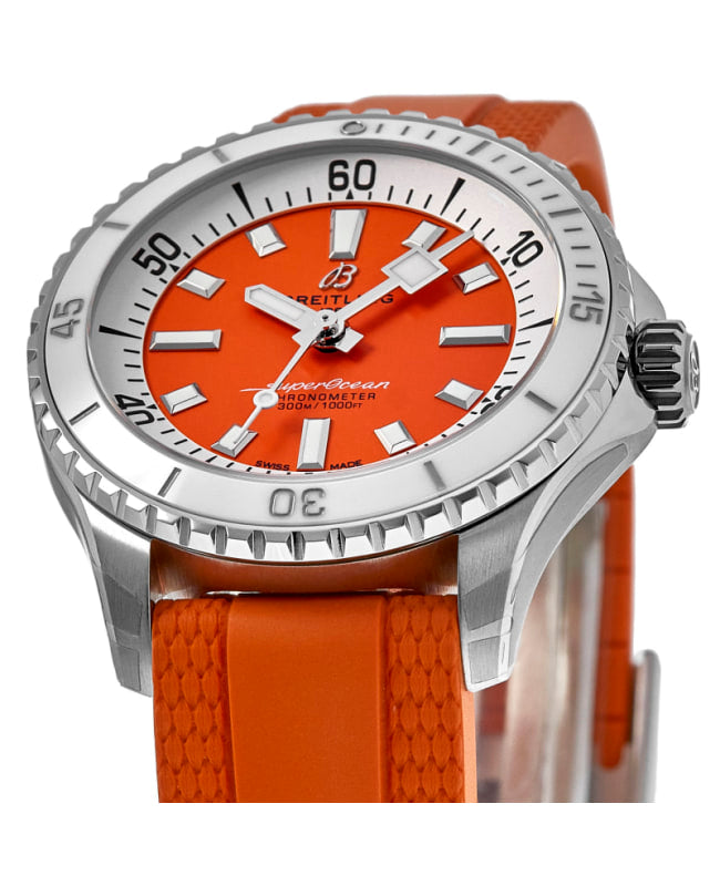 Shop Authentic Breitling Superocean Automatic 36 Orange Dial Orange Rubber Strap Watch for Men - A17377211O1S1 - Luxxuri