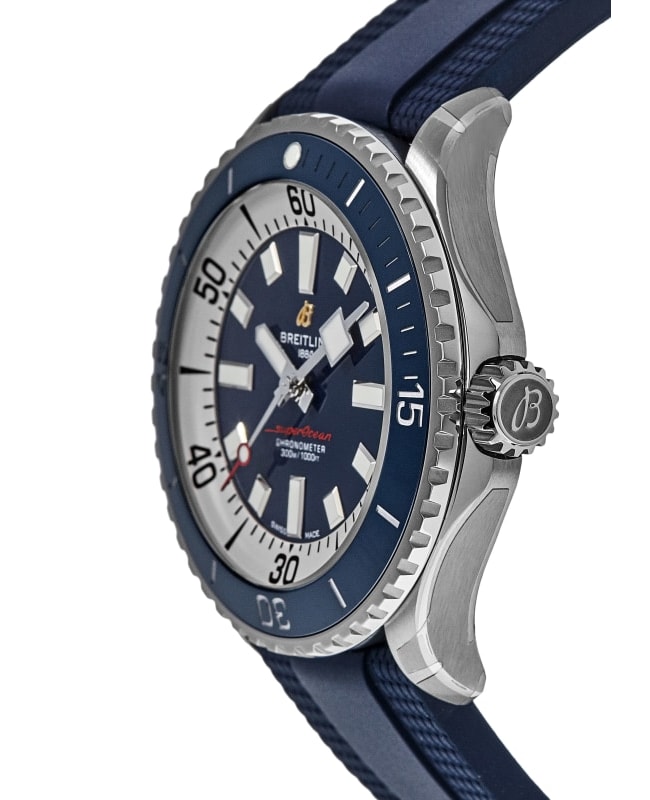  Shop Authentic Breitling Superocean Automatic 46 Blue Dial Blue Rubber Strap Watch for Men - A17378E71C1S1 - Luxxuri
