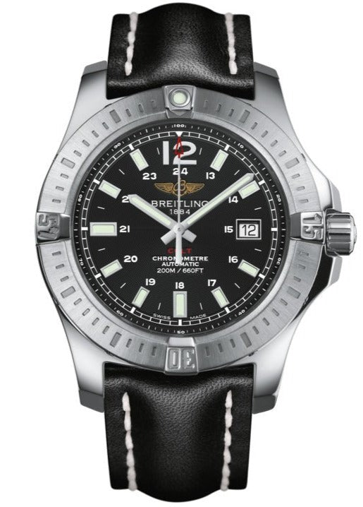  Shop Authentic Breitling Colt Automatic 44mm Black Dial Leather Strap Mens Watch - A1738811/BD44/435X - Luxxuri