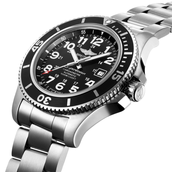  Shop Authentic Breitling Superocean II 44mm Black Dial Black Steel Strap Watch for Men - A17392D71B1A1 - Luxxuri