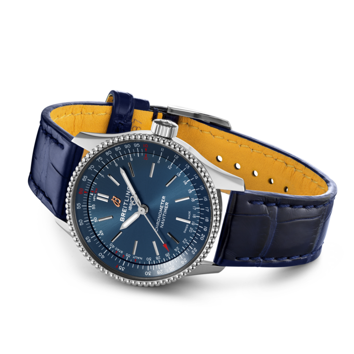  Shop Authentic Breitling Navitimer Automatic 35 Blue Dial Blue Leather Strap Watch for Men - A17395161C1P1 - Luxxuri