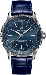  Shop Authentic Breitling Navitimer Automatic 35 Blue Dial Blue Leather Strap Watch for Men - A17395161C1P1 - Luxxuri