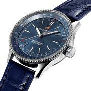  Shop Authentic Breitling Navitimer Automatic 35 Blue Dial Blue Leather Strap Watch for Men - A17395161C1P1 - Luxxuri