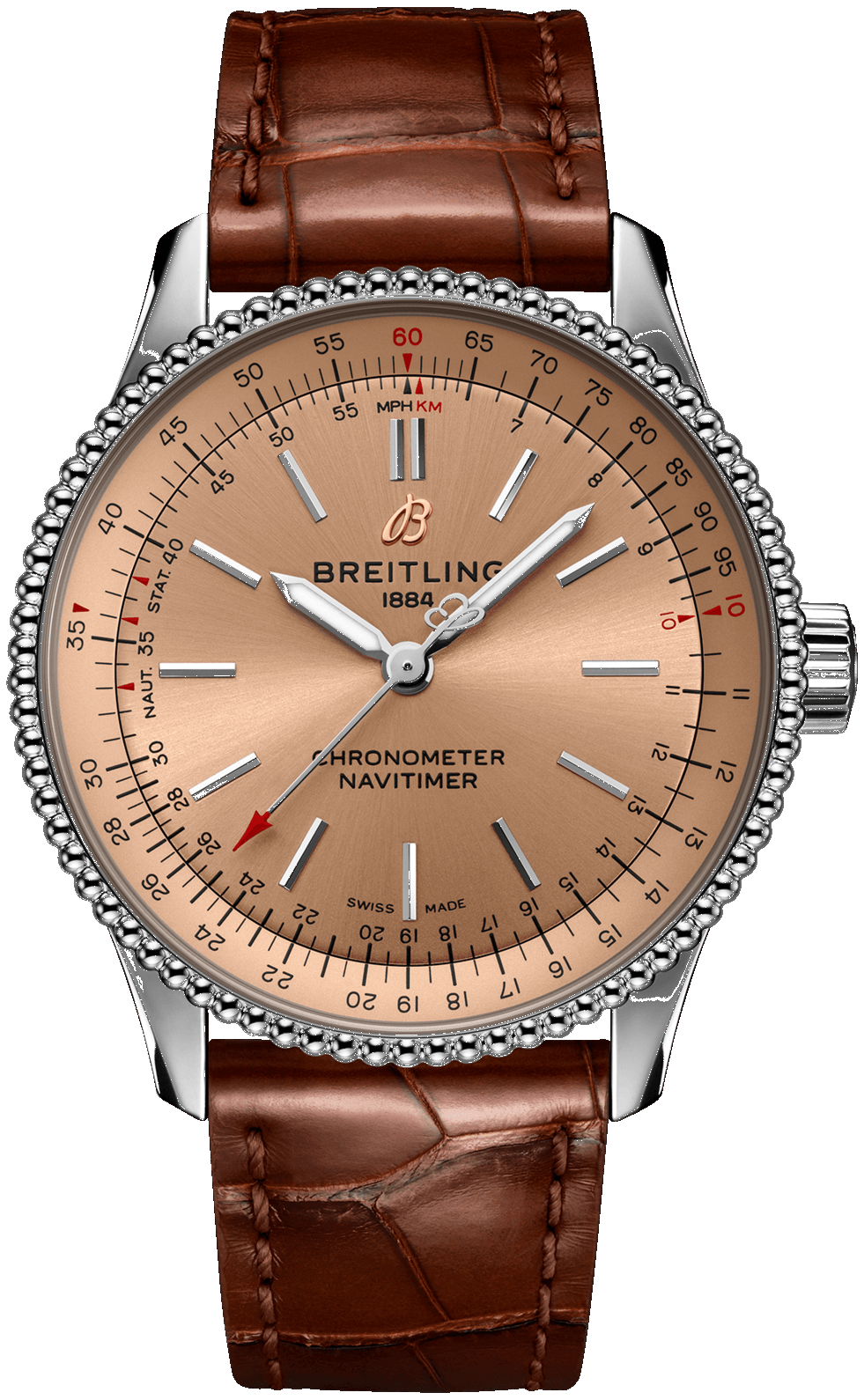  Shop Authentic Breitling Navitimer Automatic 35 Brown Dial Brown Leather Strap Watch for Men - A17395201K1P1 - Luxxuri