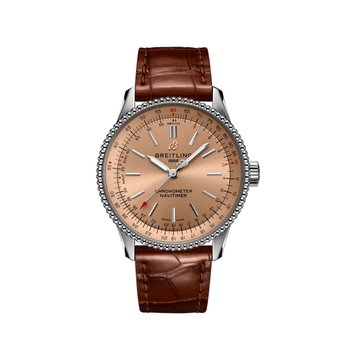  Shop Authentic Breitling Navitimer Automatic 35 Brown Dial Brown Leather Strap Watch for Men - A17395201K1P1 - Luxxuri