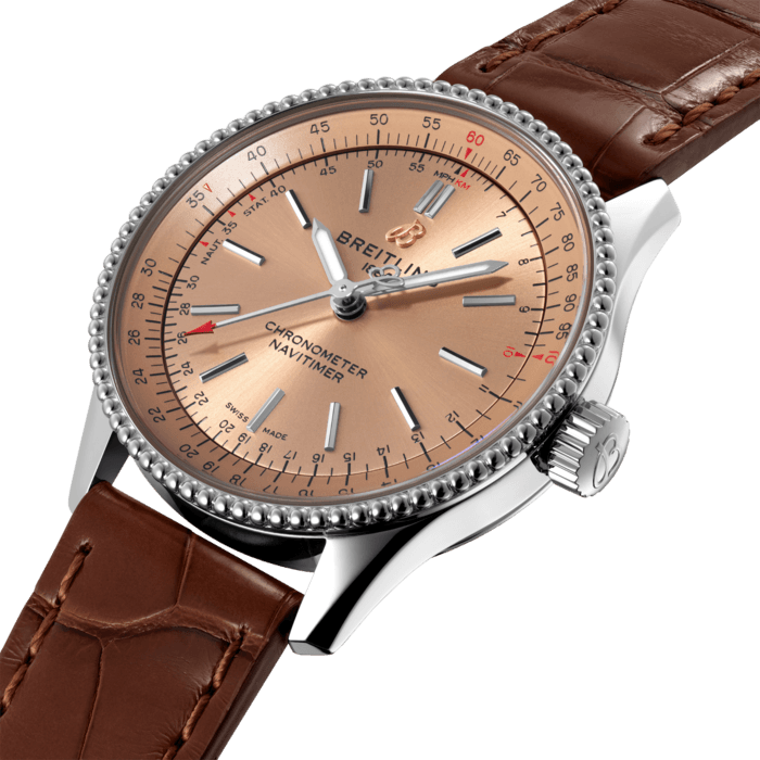  Shop Authentic Breitling Navitimer Automatic 35 Brown Dial Brown Leather Strap Watch for Men - A17395201K1P1 - Luxxuri