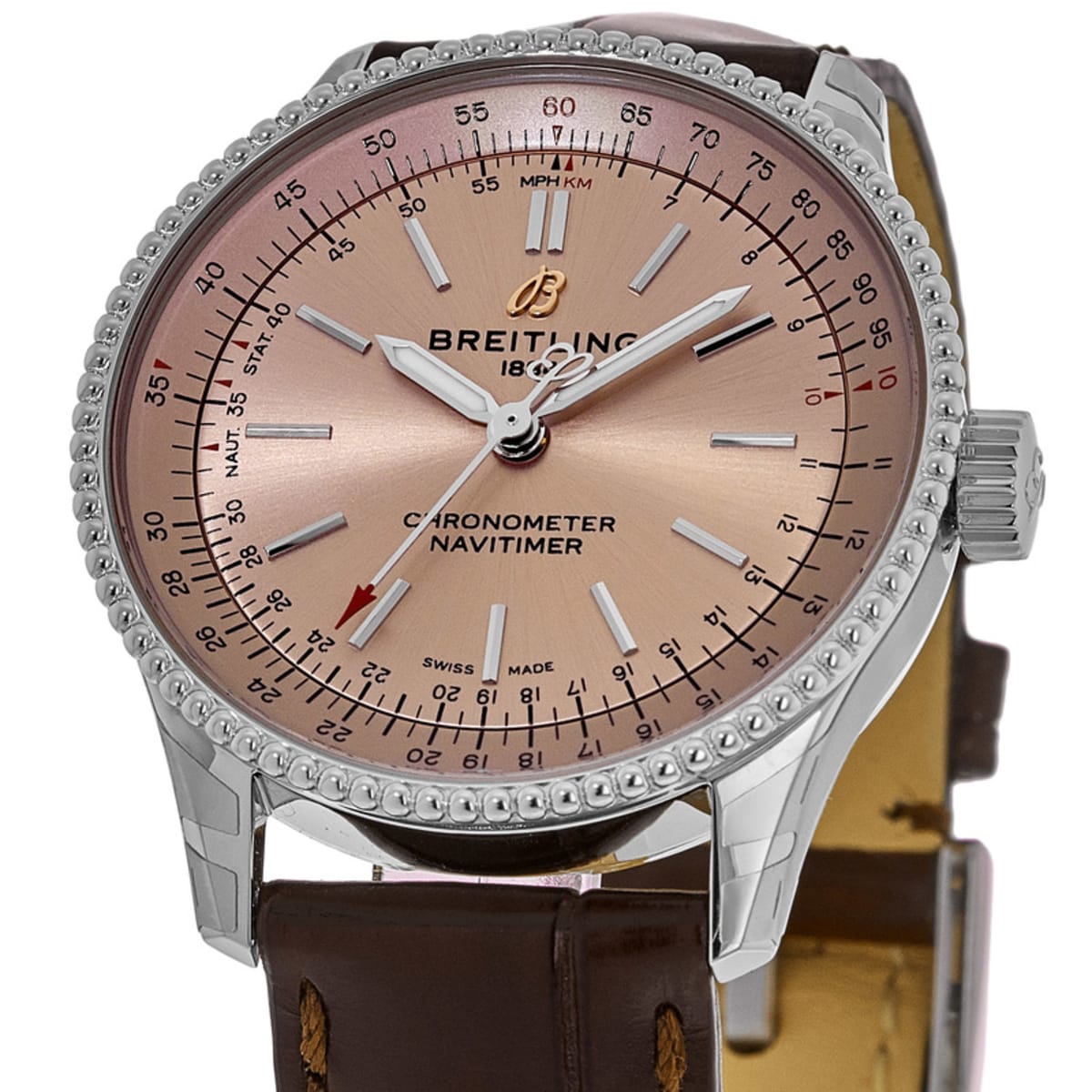 Shop Authentic Breitling Navitimer Automatic 35 Brown Dial Brown Leather Strap Watch for Men - A17395201K1P1 - Luxxuri