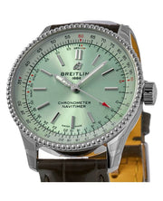  Shop Authentic Breitling Navitimer Automatic 35 Green Dial Green Leather Strap Watch for Women - A17395361L1P1 - Luxxuri