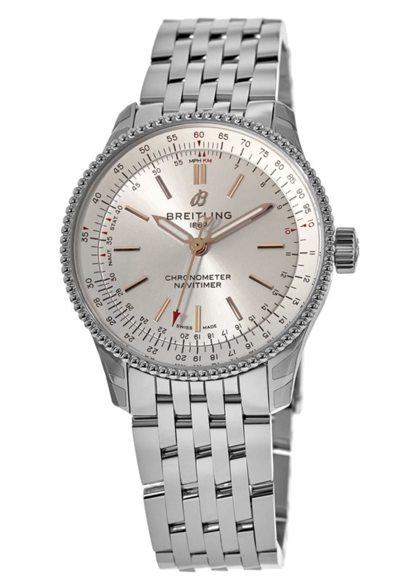  Shop Authentic Breitling Navitimer Automatic 35 White Dial Silver Steel Strap Watch for Men - A17395F41G1A1 - Luxxuri