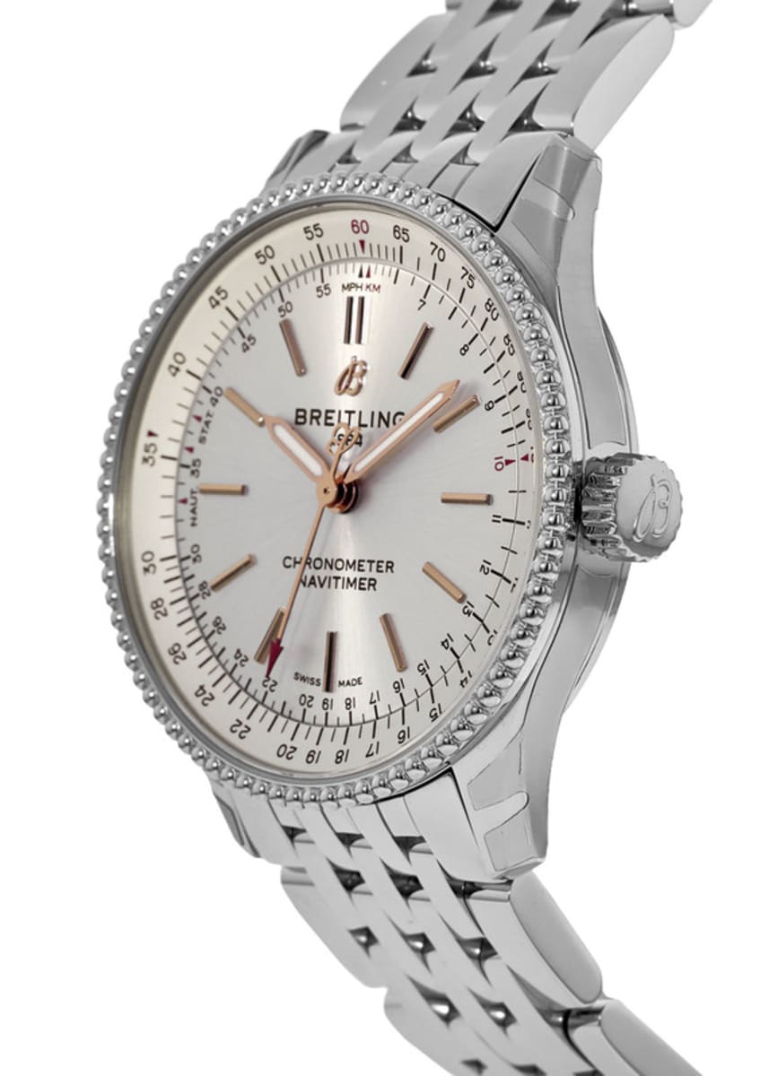  Shop Authentic Breitling Navitimer Automatic 35 White Dial Silver Steel Strap Watch for Men - A17395F41G1A1 - Luxxuri