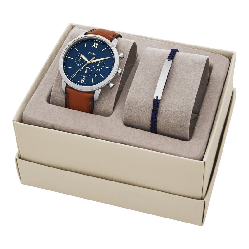  Shop Authentic Fossil Neutra Chronograph Blue Dial Brown Leather Strap Watch for Men - FS5453 - Luxxuri