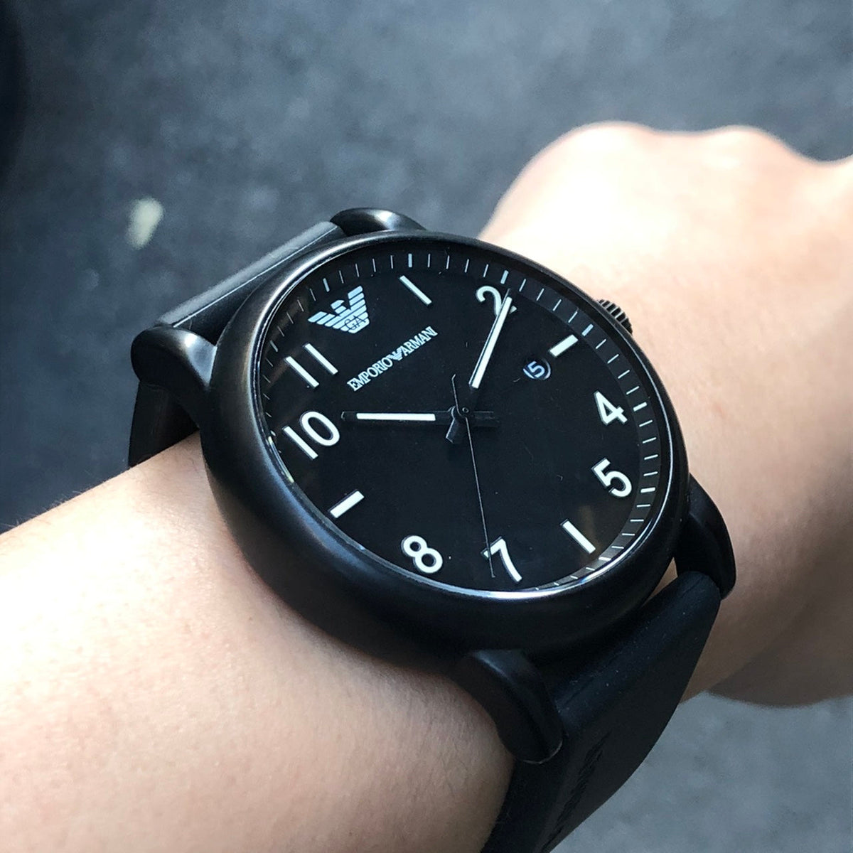  Shop Authentic Emporio Armani Luigi Quartz Black Dial Black Silicon Strap Watch For Men - AR11071 - Luxxuri